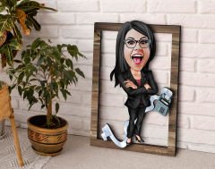BK Gift Kişiye Özel Kadın Muhasebeci Karikatürlü 3D Ahşap Tablo, Sevgiliye Hediye, Arkadaşa Hediye, Yıl Dönümü Hediyesi, Doğum Günü Hediyesi-2