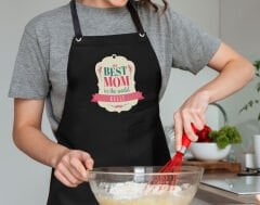 BK Gift Kişiye Özel İsimli Anneler Günü Tasarımlı Profesyonel Siyah Mutfak Önlüğü, Aşçı Önlüğü, Şef Önlüğü, Anneye Hediye-4