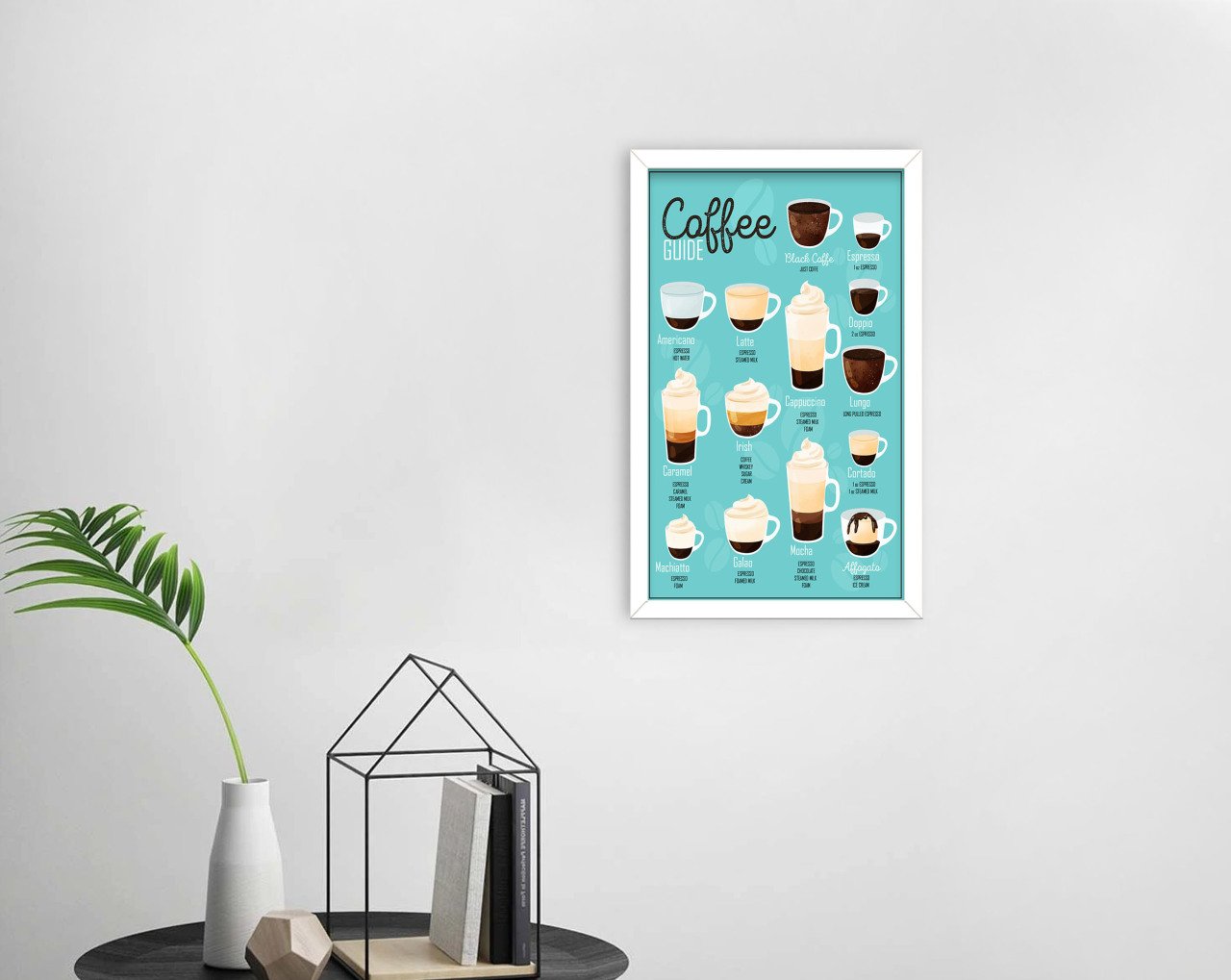 BK Home Coffee Tasarımlı Dekoratif Ahşap Beyaz Çerçeveli Tablo-15
