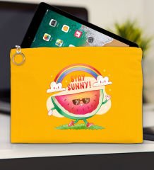 BK Gİft Yaz Temalı-7 Sarı Tablet Çantası 30x21cm, Ipad Çantası, Baskılı Tablet Kılıfı