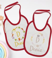 BK Kids Kişiye Özel Harfli İsimli 2’li Kırmızı Mama Önlüğü-1