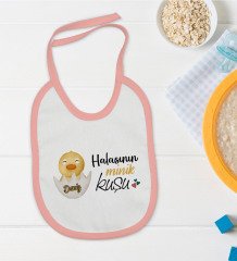 BK Kids Kişiye Özel Pembe Bebek Mama Önlüğü - Model 79