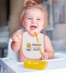 BK Kids Kişiye Özel Pembe Bebek Mama Önlüğü - Model 79