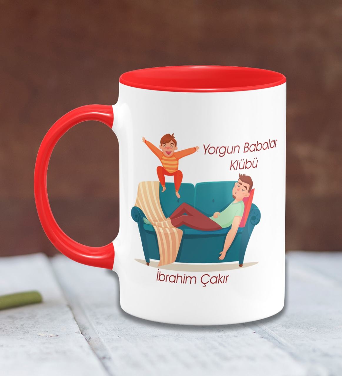 Kişiye Özel Babalar Günü Temalı Kırmızı Kupa Bardak 21-269K