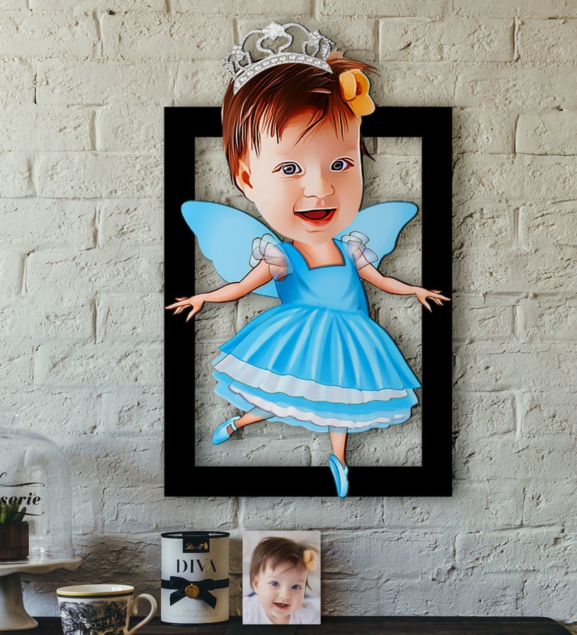 Kişiye Özel Çocuk Balerin Karikatürlü 3D Ahşap Tablo-1