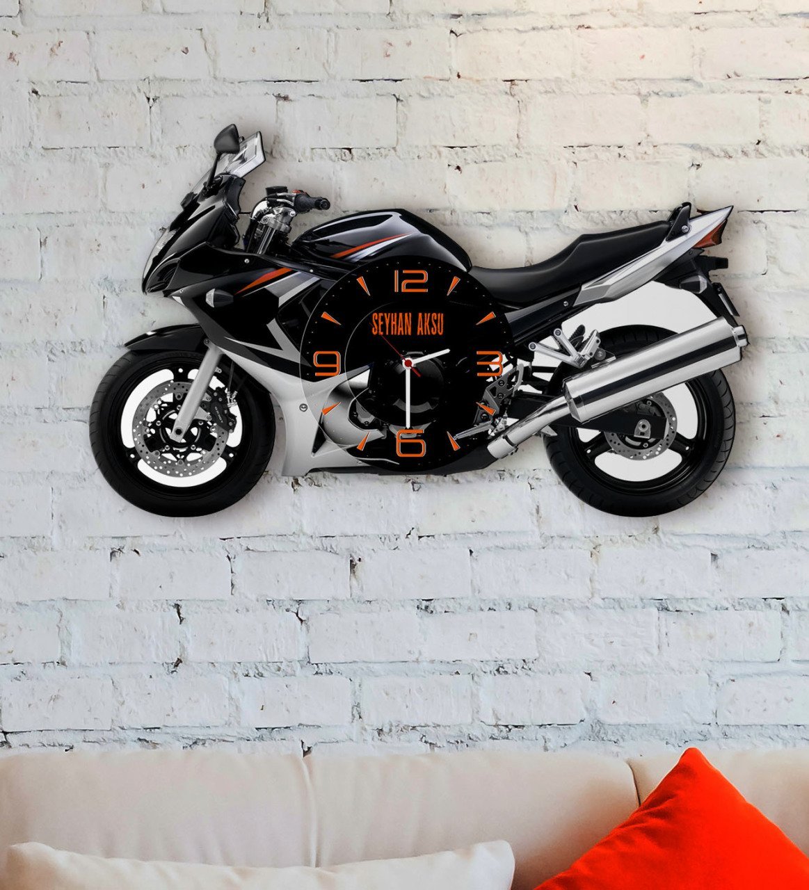Kişiye Özel Motosiklet Tasarımlı Ahşap Duvar Saati-4