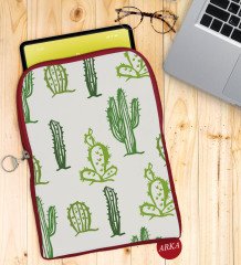 BK Gift Kaktüs Tasarımlı Taşınabilir Koruyucu Tablet Kılıfı & Organizer Çanta - Kırmızı-3