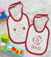 BK Kids Kişiye Özel Harfli İsimli 2’li Kırmızı Mama Önlüğü-2