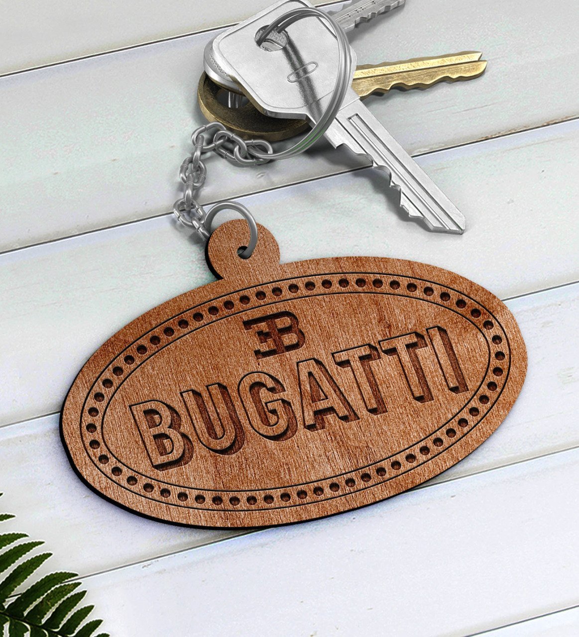 Bugatti Logolu Ahşap Anahtarlık-1