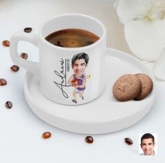 BK Gift Kişiye Özel Amerikan Futbolcusu Karikatürlü Kahve Fincanı-11, Sevgiliye Hediye, Aileye Hediye, Arkadaşa Hediye