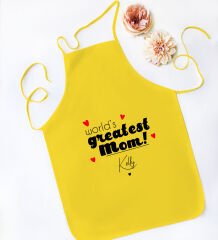 BK Gift Kişiye Özel İsimli Anneler Günü Tasarımlı Sarı Mutfak Önlüğü, Aşçı Önlüğü, Şef Önlüğü, Anneye Hediye-22