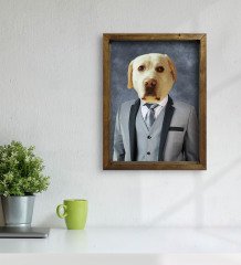 Evcil Dostlara Özel Portre Doğal Masif Ahşap Çerçeveli Tablo 45x65cm-21