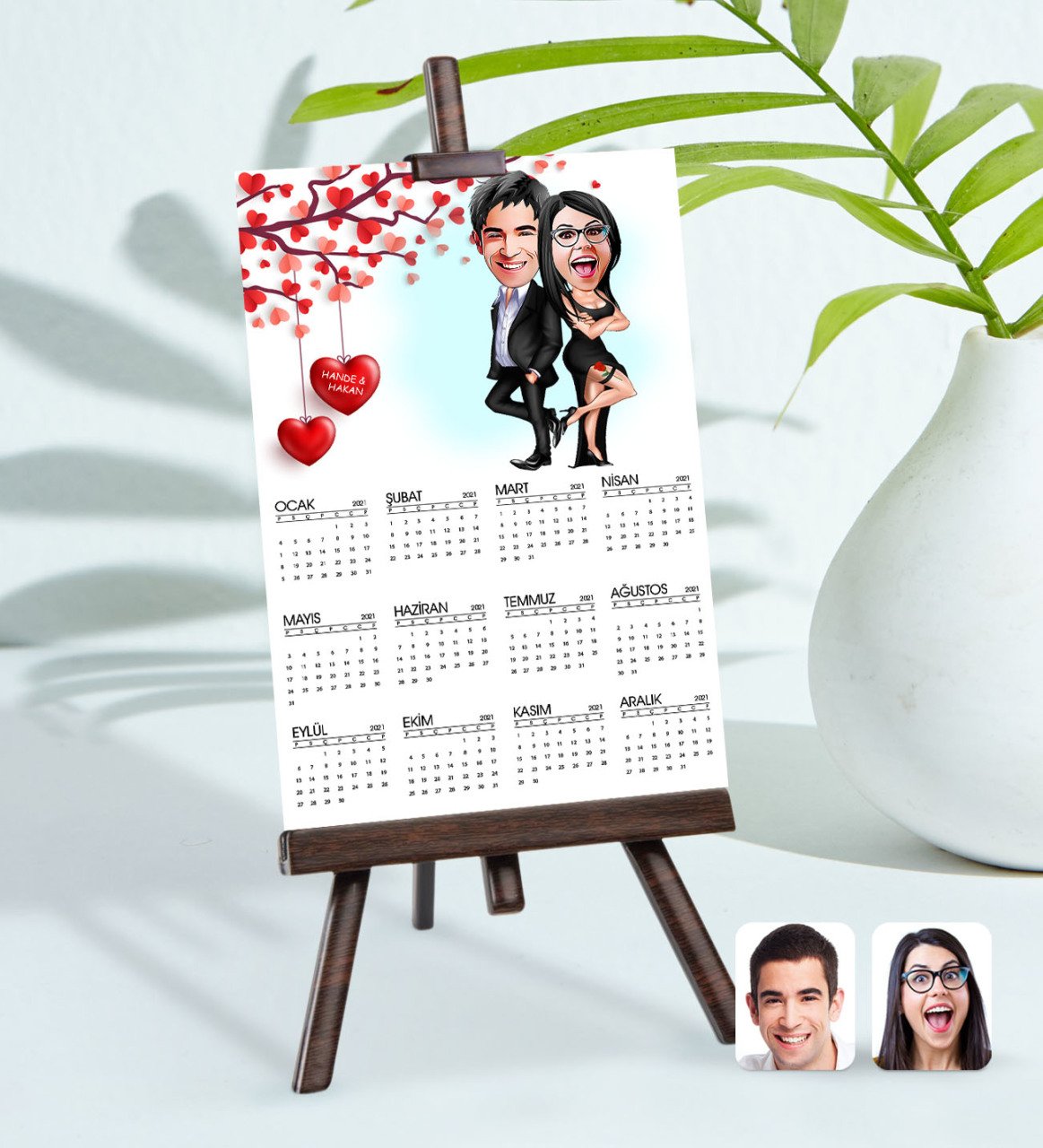 BK Gift Kişiye Özel 15x21 cm Fotoğraf Kartlı Sevgililer Karikatürlü Şövaleli 2023 Takvim -6