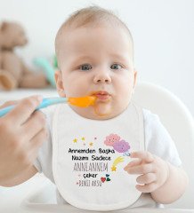 BK Kids Kişiye Özel Anneannem Tasarımlı Bebek Body Zıbın ve Mama Önlüğü Hediye Seti - Model 1