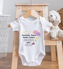 BK Kids Kişiye Özel Anneannem Tasarımlı Bebek Body Zıbın ve Mama Önlüğü Hediye Seti - Model 1