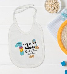 BK Kids Kişiye Özel Babalar Günü Tasarımlı Bebek Body Zıbın ve Mama Önlüğü Hediye Seti - Model 4