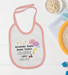 BK Kids Kişiye Özel Pembe Bebek Mama Önlüğü - Model 82