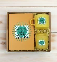 BK Gift Kişiye Özel İsimli DTF Best Friend Temalı Sarı Defter & Kahve Fincanı & Mum Hediye Seti-1, Arkadaşa Hediye, Doğum Günü Hediyesi