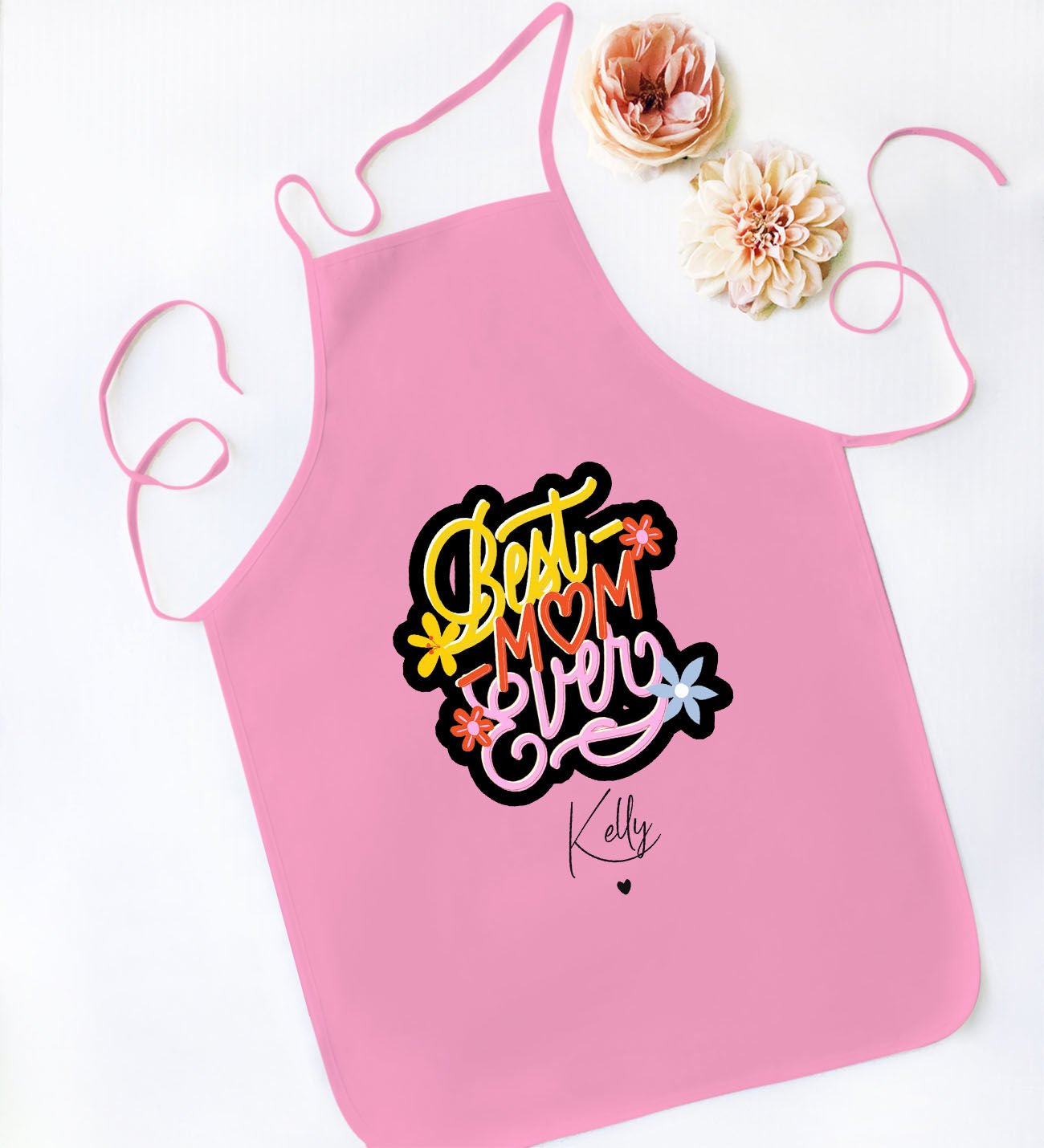 BK Gift Kişiye Özel İsimli Anneler Günü Tasarımlı Pembe Mutfak Önlüğü, Aşçı Önlüğü, Şef Önlüğü, Anneye Hediye-12