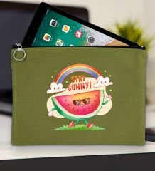 BK Gİft Yaz Temalı-7 Yeşil Tablet Çantası 30x21cm, Ipad Çantası, Baskılı Tablet Kılıfı