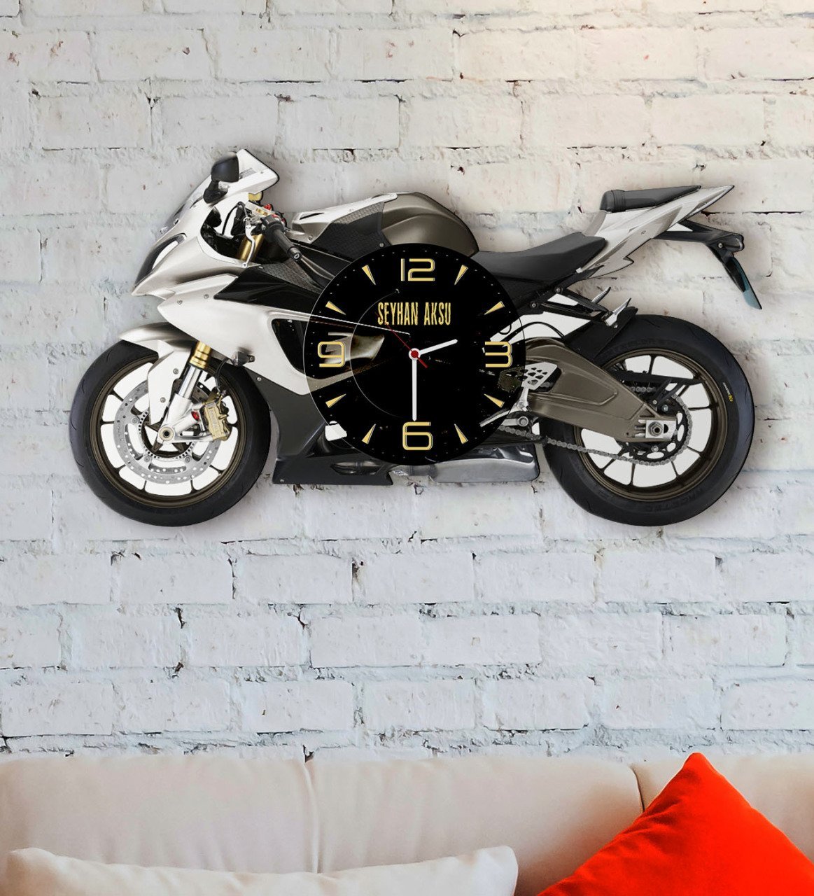 Kişiye Özel Motosiklet Tasarımlı Ahşap Duvar Saati-8