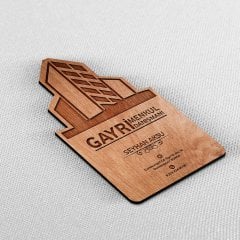 Kişiye Özel Mesleki Gayrimenkul Danışmanı Ahşap Kartvizit (Model 1-3) 50 ADET