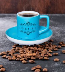 BK Gift Kişiye Özel İsimli Mat Turkuaz Renk Türk Kahvesi Fincanı-9, Renkli Türk Kahvesi Fincanı