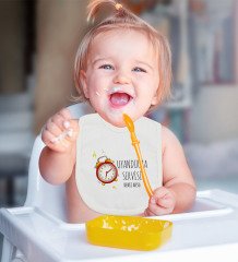 BK Kids Kişiye Özel Uyandırma Servisi Tasarımlı Bebek Mama Önlüğü - Model 1