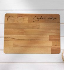 Kişiye Özel 2’li Rakı Bardağı ve Doğal Masif Ahşap Servis Sunum Tepsisi Model 10