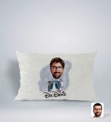 Kişiye Özel İsimli Erkek Radyolojist Karikatürlü Dikdörtgen Araç Koltuk Yastığı-1