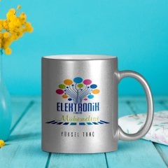 Kişiye Özel Mesleki Elektronik Mühendisi Gümüş Yaldızlı Kupa Bardak - 1