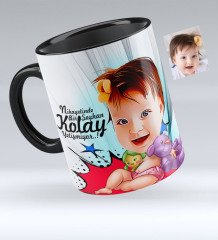 Kişiye Özel Bebek Karikatürlü Siyah Kupa Bardak - 1