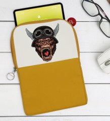BK Gift Goril Tasarımlı Taşınabilir Koruyucu Tablet Kılıfı & Organizer Çanta - Sarı-1