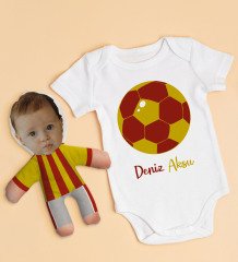 BK Kids Kişiye Özel Fotoğraflı Bebek Yastık ve Bebek Body Zıbın Hediye Seti - Model 4.5