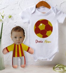 BK Kids Kişiye Özel Fotoğraflı Bebek Yastık ve Bebek Body Zıbın Hediye Seti - Model 4.5