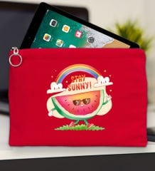 BK Gİft Yaz Temalı-7 Kırmızı Tablet Çantası 30x21cm, Ipad Çantası, Baskılı Tablet Kılıfı