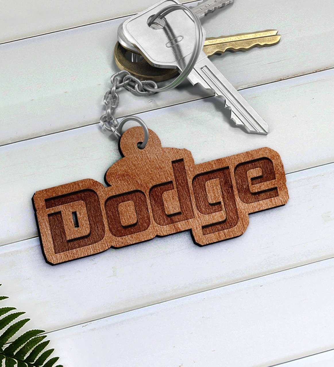 Dodge Logolu Ahşap Anahtarlık-1