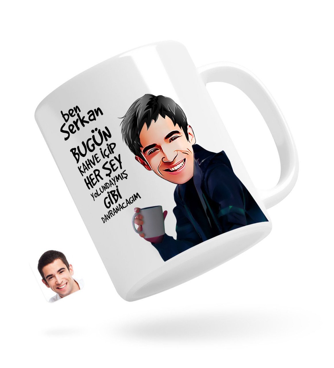 Kişiye Özel Erkek Her Şey Yolundaymış Gibi Karikatürlü Beyaz Kupa Bardak-4