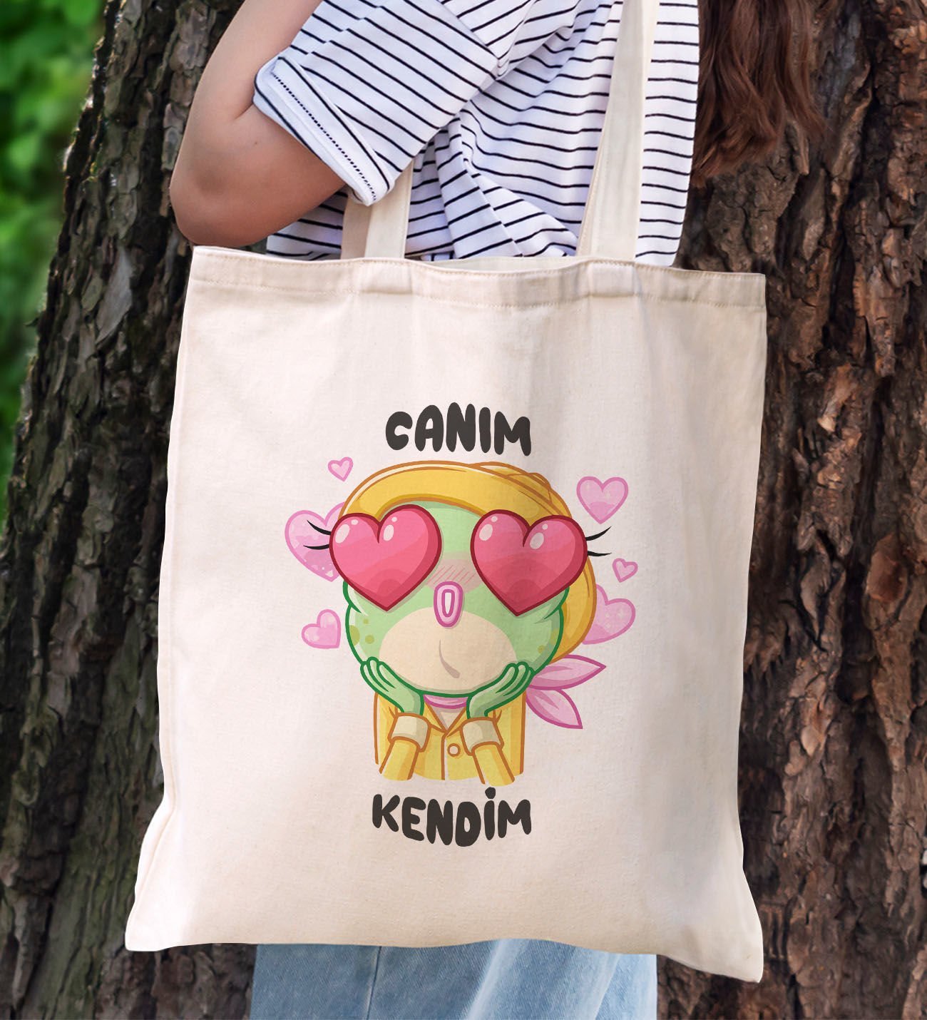 BK Gift Canım Kendim Tasarımlı Bez Çanta, Baskılı Omuz Çantası, Alışveriş Çantası, Arkadaşa Hediye