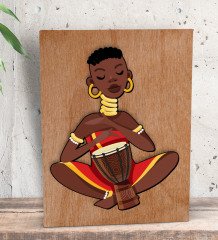 BK Gift African Woman Tasarımlı Dekoratif Mini Kanvas Tablo 15x20cm-4