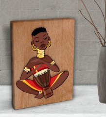 BK Gift African Woman Tasarımlı Dekoratif Mini Kanvas Tablo 15x20cm-4