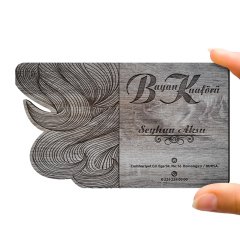 Kişiye Özel Mesleki Bayan Kuaförü Ahşap Kartvizit (Model 2-4) 50 ADET