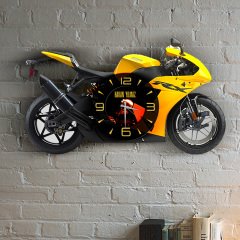 Kişiye Özel Motosiklet Tasarımlı Ahşap Duvar Saati - 1