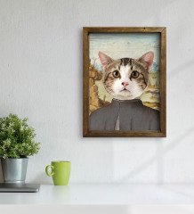 Evcil Dostlara Özel Portre Doğal Masif Ahşap Çerçeveli Tablo 45x65cm-36