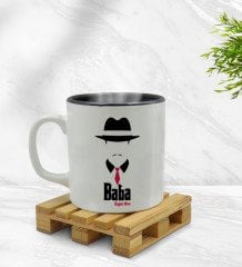 Kişiye Özel Baba Godfather Tasarımlı İçi Siyah Renkli Kupa Bardak Model 11