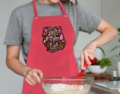 BK Gift Profesyonel Anneler Günü Tasarımlı Kırmızı Mutfak Önlüğü, Aşçı Önlüğü, Şef Önlüğü, Ev Hediyesi, Anneye Hediye-1