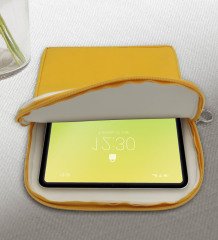 BK Gift Çiçekler Tasarımlı Taşınabilir Koruyucu Tablet Kılıfı & Organizer Çanta - Sarı-1