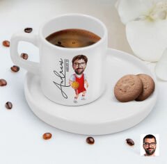 BK Gift Kişiye Özel Sunum Tabaklı Erkek Basketbol Karikatürlü Kahve Fincanı-5, Sevgiliye Hediye, Aileye Hediye, Arkadaşa Hediye
