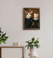Evcil Dostlara Özel Portre Doğal Masif Ahşap Çerçeveli Tablo 45x65cm-13