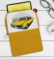 BK Gift Klasik Araç Tasarımlı Taşınabilir Koruyucu Tablet Kılıfı & Organizer Çanta - Sarı-5